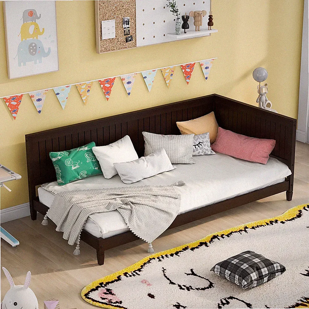 Twin Size Wood Daybed/Sofa Bed, Espresso