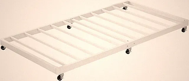 Twin Trundle Bed Frame with Lockable Casters, Easy Assembly, Noise-Free, White