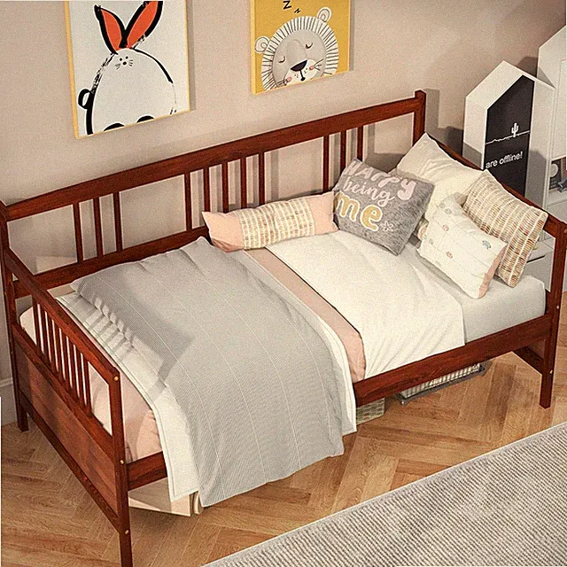 Twin Wood Daybed Frame - Stylish Sofa Bed with Slats, No Box Spring Needed