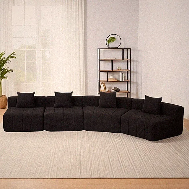 Two curved seats and two single seats,Chenille curved sectional sofa with 4 pi
