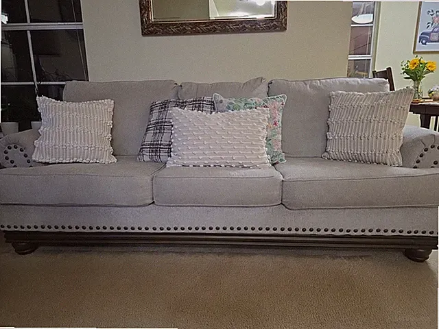 TWO FABRIC AND WOOD SOFAS!