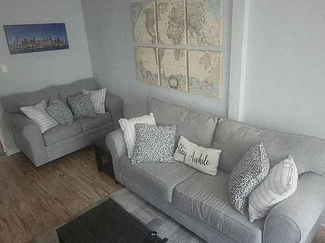 Two Piece Gray Couch Set No Smells No Holes No Cuts Great Fluffy Couches