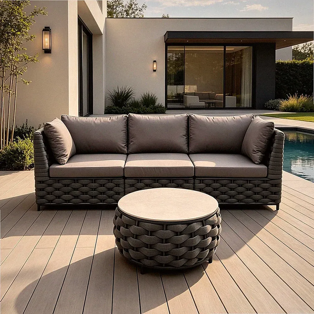 TWT 4-Piece All Weather Patio Furniture Set Outdoor Sectional Sofa Coffee Table