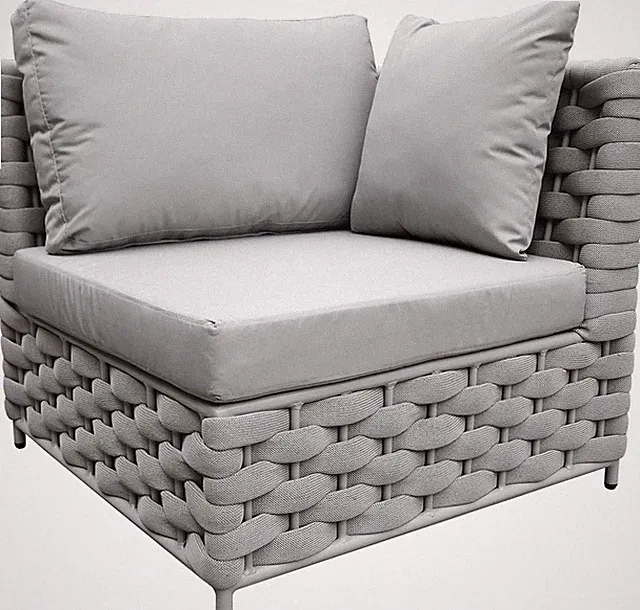 TWT Modular Patio Sofa PE Rattan Wicker Outdoor Couch Waterproof Grey Cushion