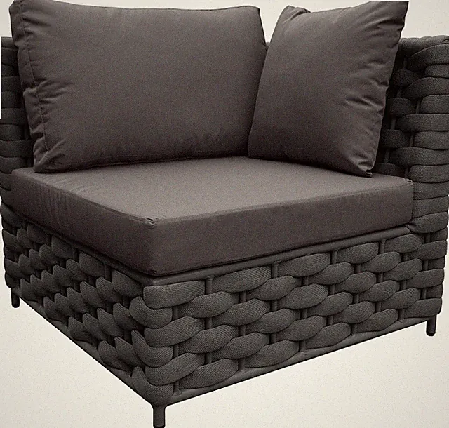 TWT Outdoor Patio Modular Sectional Corner Chair with Cushion Dark Gray