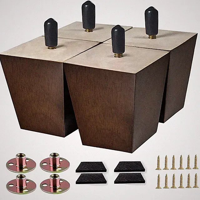 Txcucc 2 inch Wood Square Sofa Legs Replacement for Furniture Set of 4 Dark