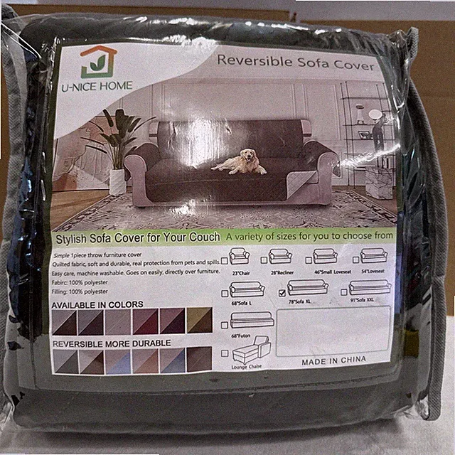 U-NICE HOME Loveseat Sofa Cover Reversible Couch Cover for Dogs with Elastic Str