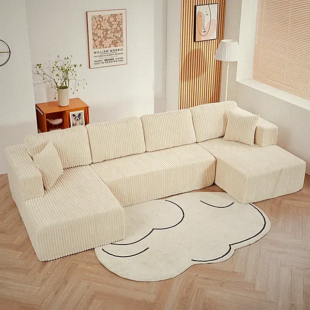 U shape Modular Sectional Sofa, Compressed Sectional Sofa Modern Minimalist Sty