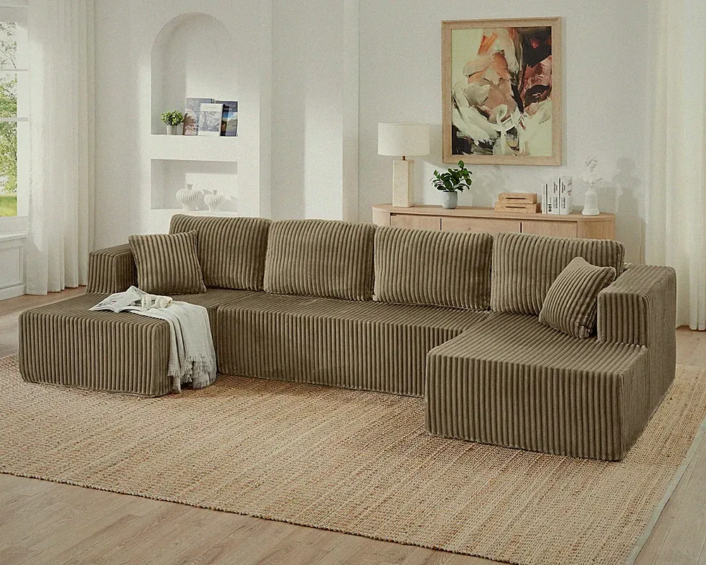 U shape Modular Sectional Sofa, Compressed Sectional Sofa Modern Minimalist Styl