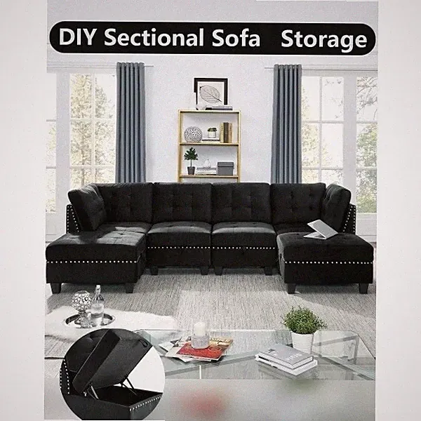 U shape Modular Sectional Sofa,DIY Combination,includes Two Single Chair ,Two Co