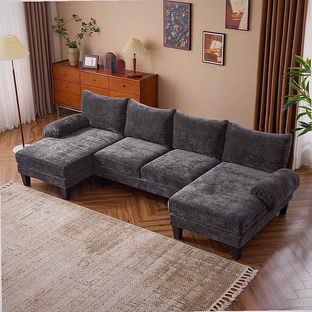 U-Shape Sectional Sofa Couch Covertible Couch for Apartment 111"L x 94"W x 34"H