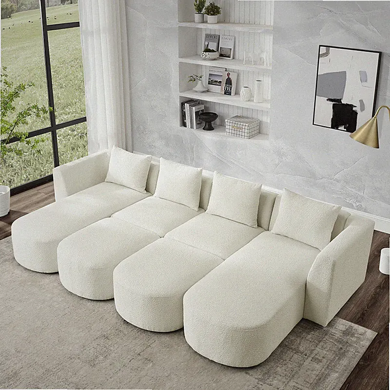 U Shape Sectional Sofa including Two Single Seat Two Chaises and Two Ottomans