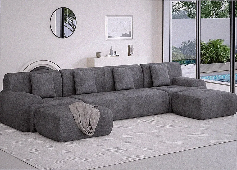 U Shaped/2 Loveseat/L Shaped/6 Seats Modular Boneless Sectional Couch/Cloud Sofa
