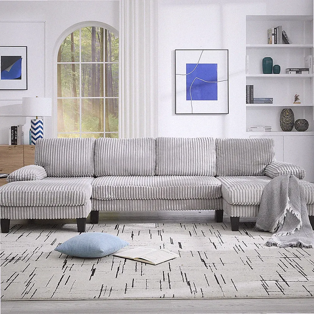 U Shaped 4 Seater Cloud Couch Double Chaise Oversized Deep Seat Sofa Living Room