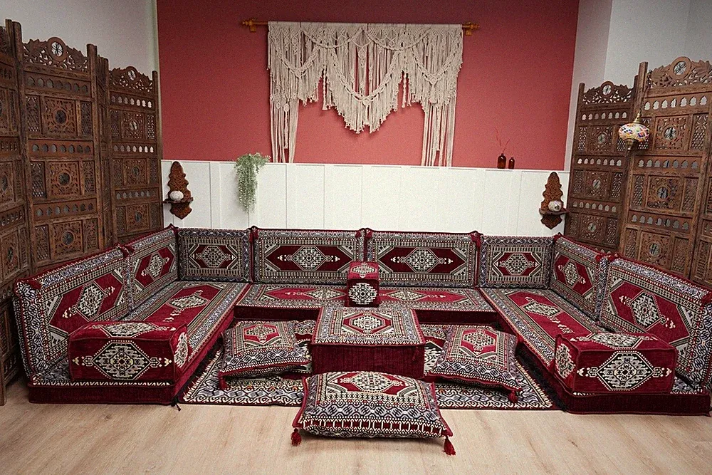 U Shaped Arabic Majlis Sofa, Arabic Floor Sofa, Sectional Sofas, Floor Cushions