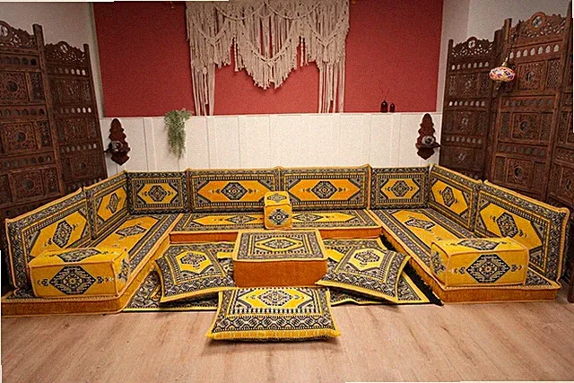 U Shaped Arabic Majlis Sofa, Arabic Floor Sofa, Sectional Sofas, Floor Cushions