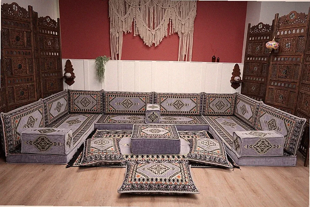 U Shaped Arabic Majlis Sofa, Arabic Floor Sofa, Sectional Sofas, Floor Cushions