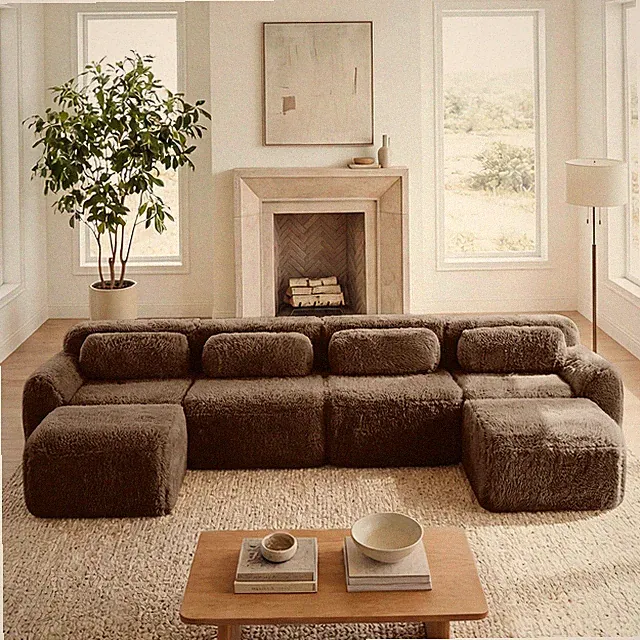 U-shaped Boneless Sofa,32D High Density Sponge Bottom,Anti-Slip Design,No Assemb