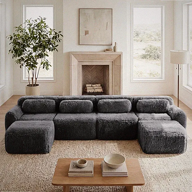 U-shaped Boneless Sofa 32D High Density Sponge Bottom Anti-Slip Design No Assemb