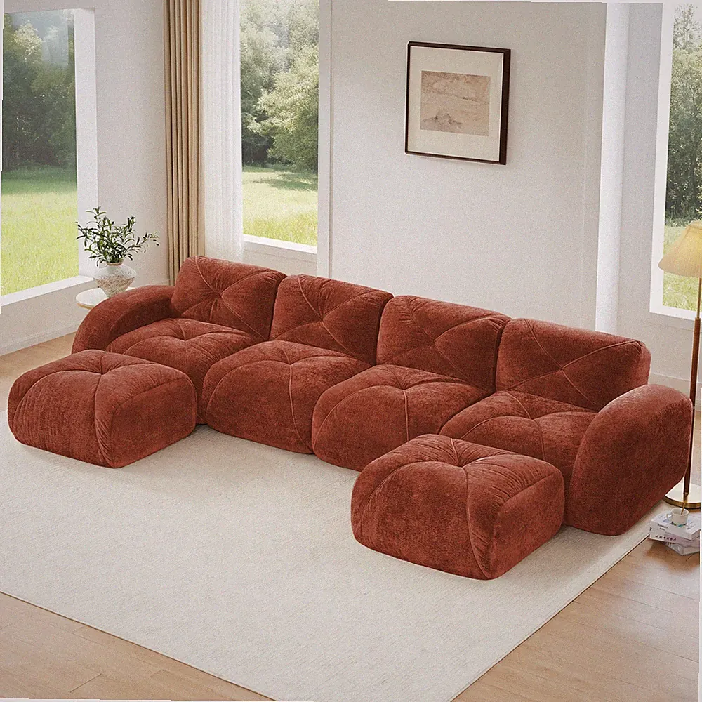 U-Shaped Boneless Sofa,Tufted Design,32D High Density Sponge Bottom,Anti-Slip D