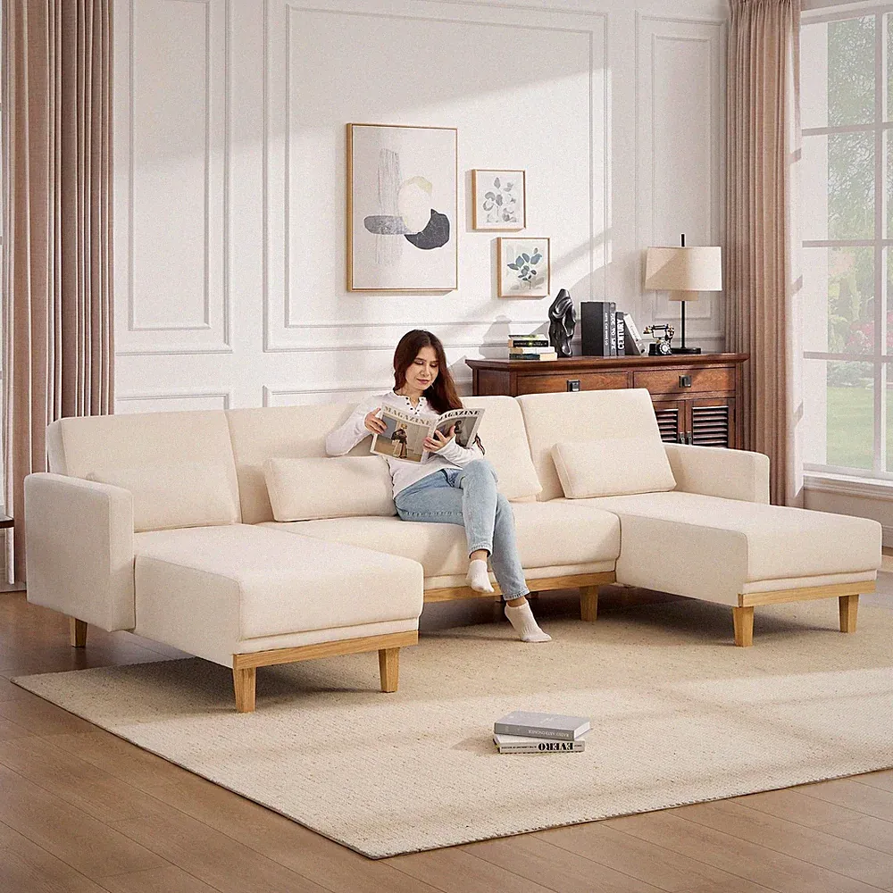 U Shaped Convertible Sofa Bed 5-in-1 Sectional Adjustable Backrest
