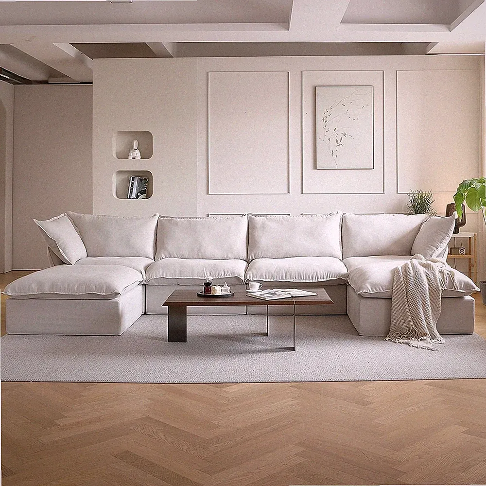 U-Shaped Couches for Living Room, Convertible Sectional Sofa, 162" Modern Deep S
