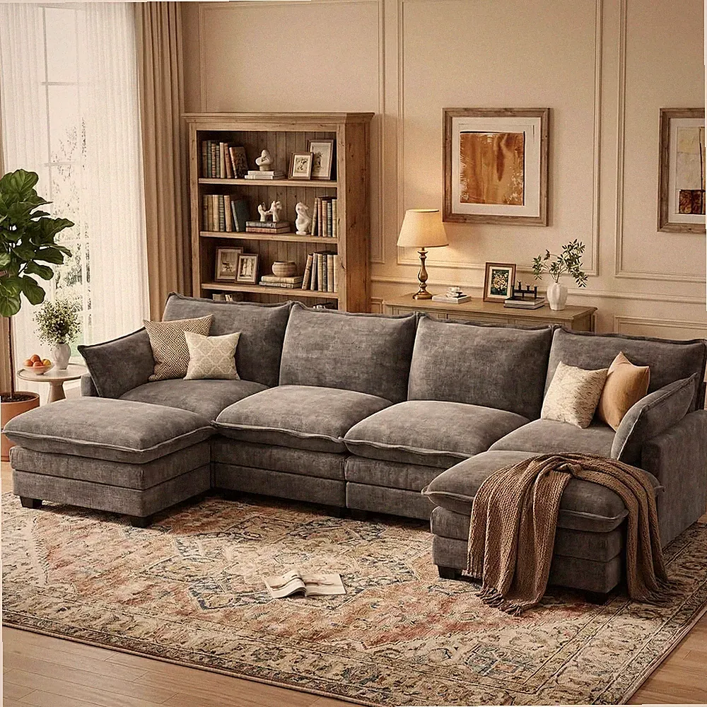 U Shaped Modular Sectional Couch, Comfy Sofa for Living Room