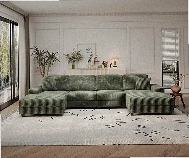 U-Shaped Modular Sectional Sofa with Storage & Removable Chaise Lounges