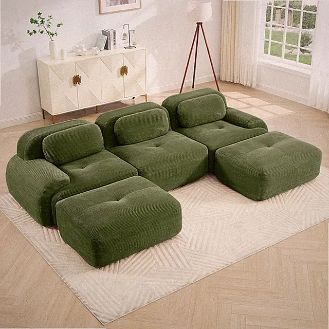 U-shaped modular sofa premiumCorduroy Fabric fabric no assembly anti-slip d