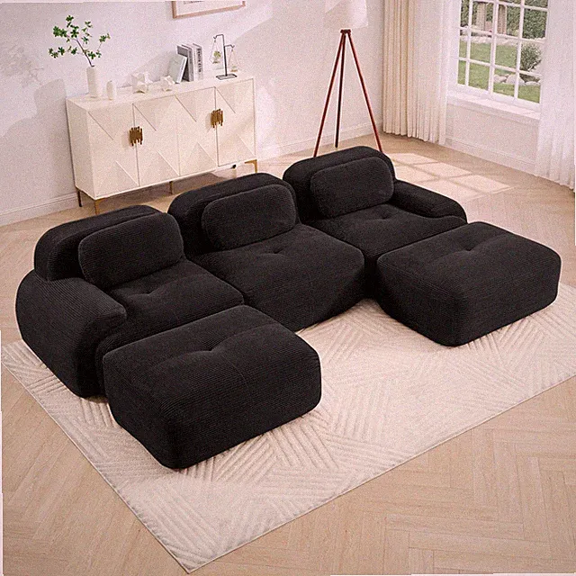 U-shaped modular sofa premiumCorduroy Fabric fabric no assembly anti-slip de