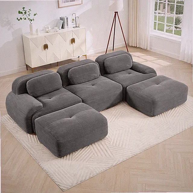 U-shaped modular sofa premiumCorduroy Fabric fabric no assembly anti-slip de
