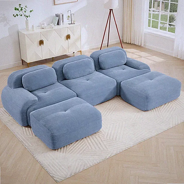 U-shaped modular sofa premiumCorduroy Fabric fabric no assembly anti-slip des