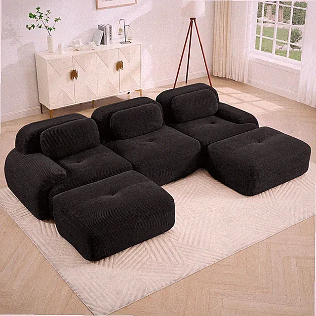 U-shaped modular sofa premiumCorduroy Fabric fabric no assembly anti-slip des