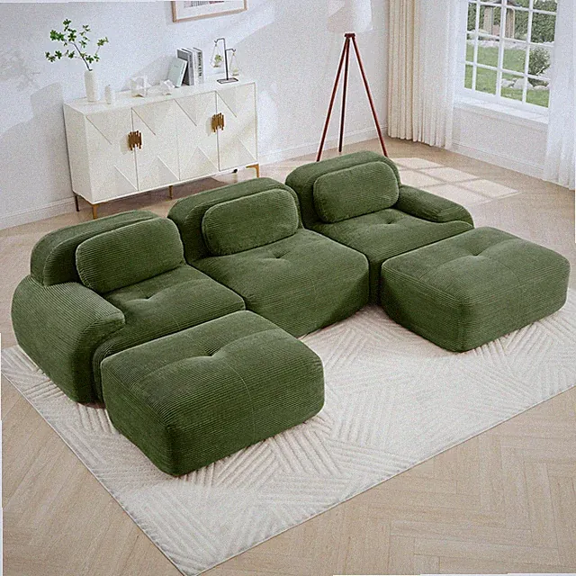 U-shaped modular sofa premiumCorduroy Fabric fabric no assembly anti-slip des