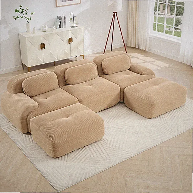 U-shaped modular sofa premiumCorduroy Fabric fabric no assembly anti-slip desi