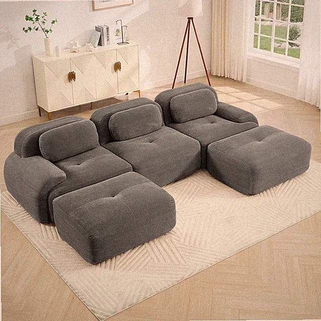 U-shaped modular sofa premiumCorduroy Fabric fabric no assembly anti-slip desig