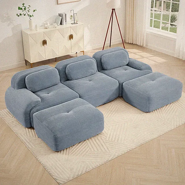 U-shaped modular sofa premiumCorduroy Fabric fabric no assembly anti-slip design