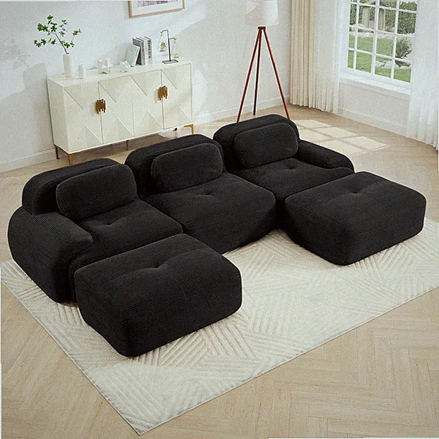 U-shaped modular sofa premiumCorduroy Fabric fabric no assembly anti-slip design