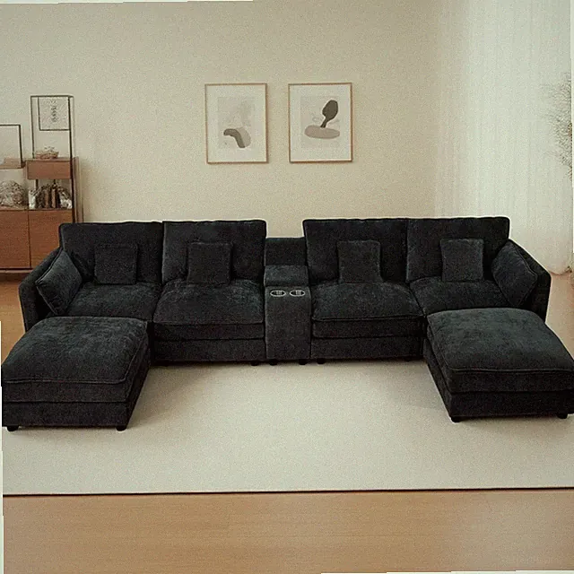U Shaped Sectional Cloud Couch for Living Room,144" Comfy Fluffy Modular Sofa
