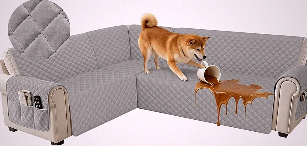 U Shaped Sectional Couch Cover Waterproof Velvet L Shaped Corner Sofa Protector