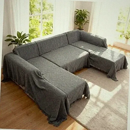 U Shaped Sectional Couch Covers, 3 Pieces Couch Cover for Sectional Sofa