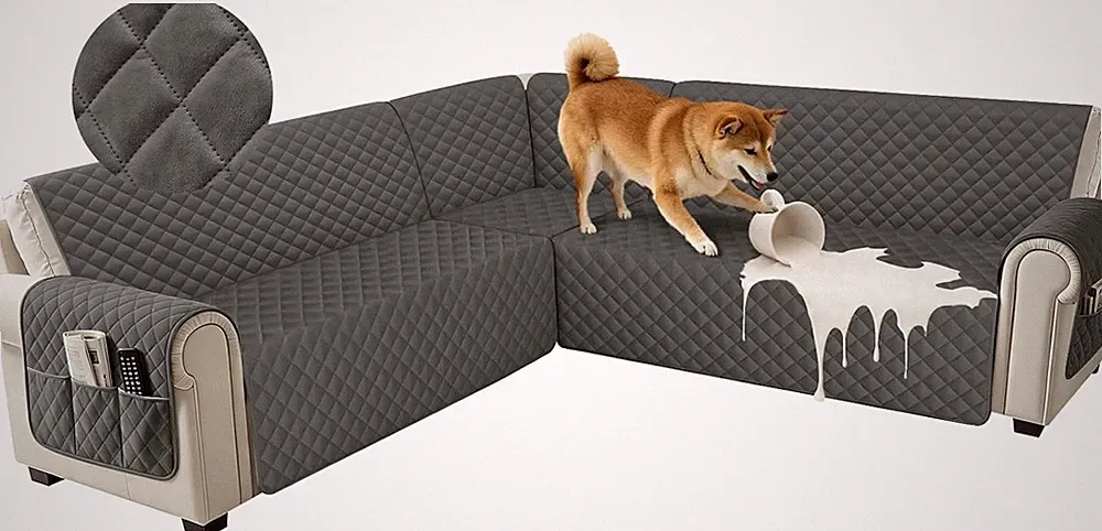 U Shaped Sectional Couch Covers for L Shaped Corner Sofa Waterproof 6 Piece US