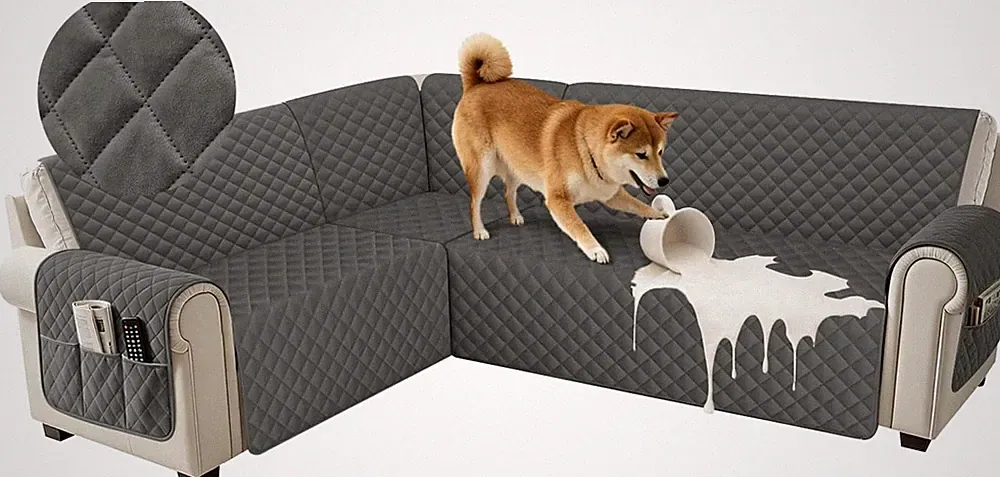 U Shaped Sectional Couch Covers Waterproof Velvet L Shaped Corner Sofa Protector