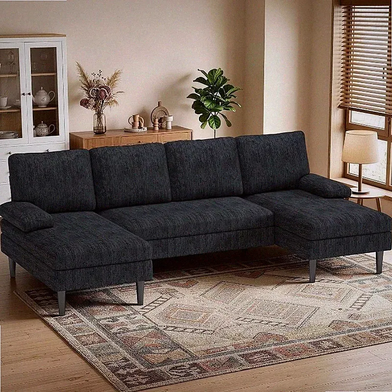 U-Shaped Sectional Couches 101 Inch Modular Sofa with Double Chaise Lounge