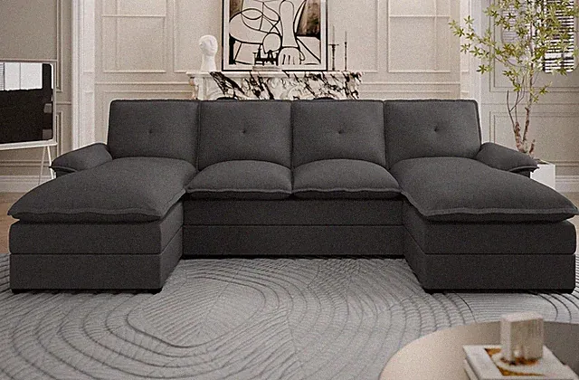 U Shaped Sectional Couches for Living Room,110" Modern Big Sofa Couch with Doubl