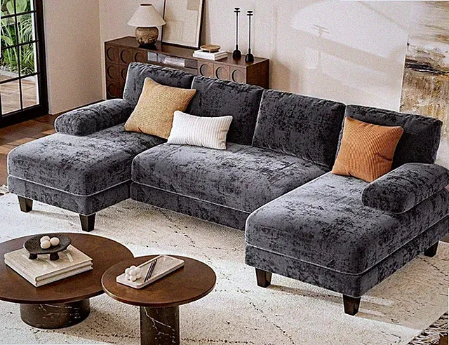 U Shaped Sectional Couches for Living Room 111 Inch Modular Sofa Double Chaise