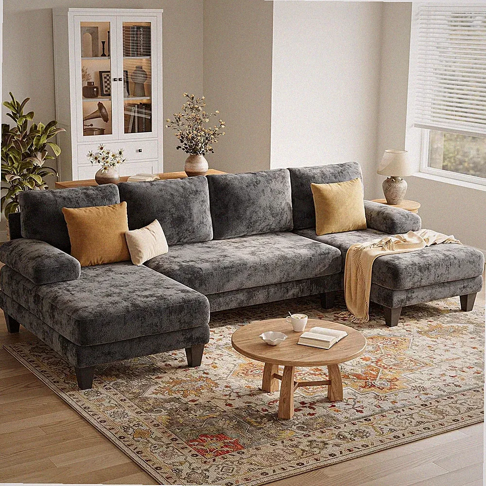 U-Shaped Sectional Couches for Living Room | 112 Inch Modern Sectional Couch | D