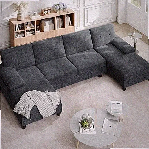 U-Shaped Sectional Couches for Living Room, 4 Seat Sofa with Double Chaise Loung