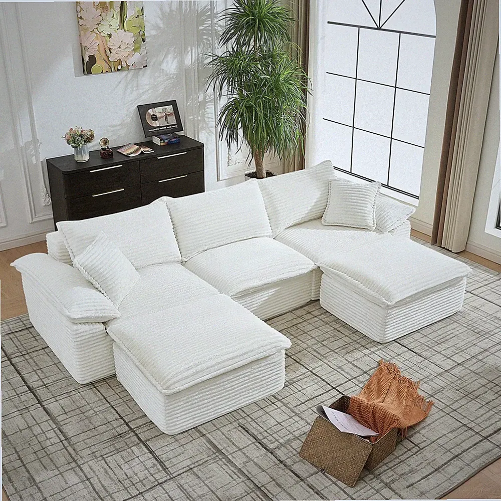 U-Shaped Sectional Modular Sofa Couch Deep Seat 5 Seater Sofa No Assembly Sofa