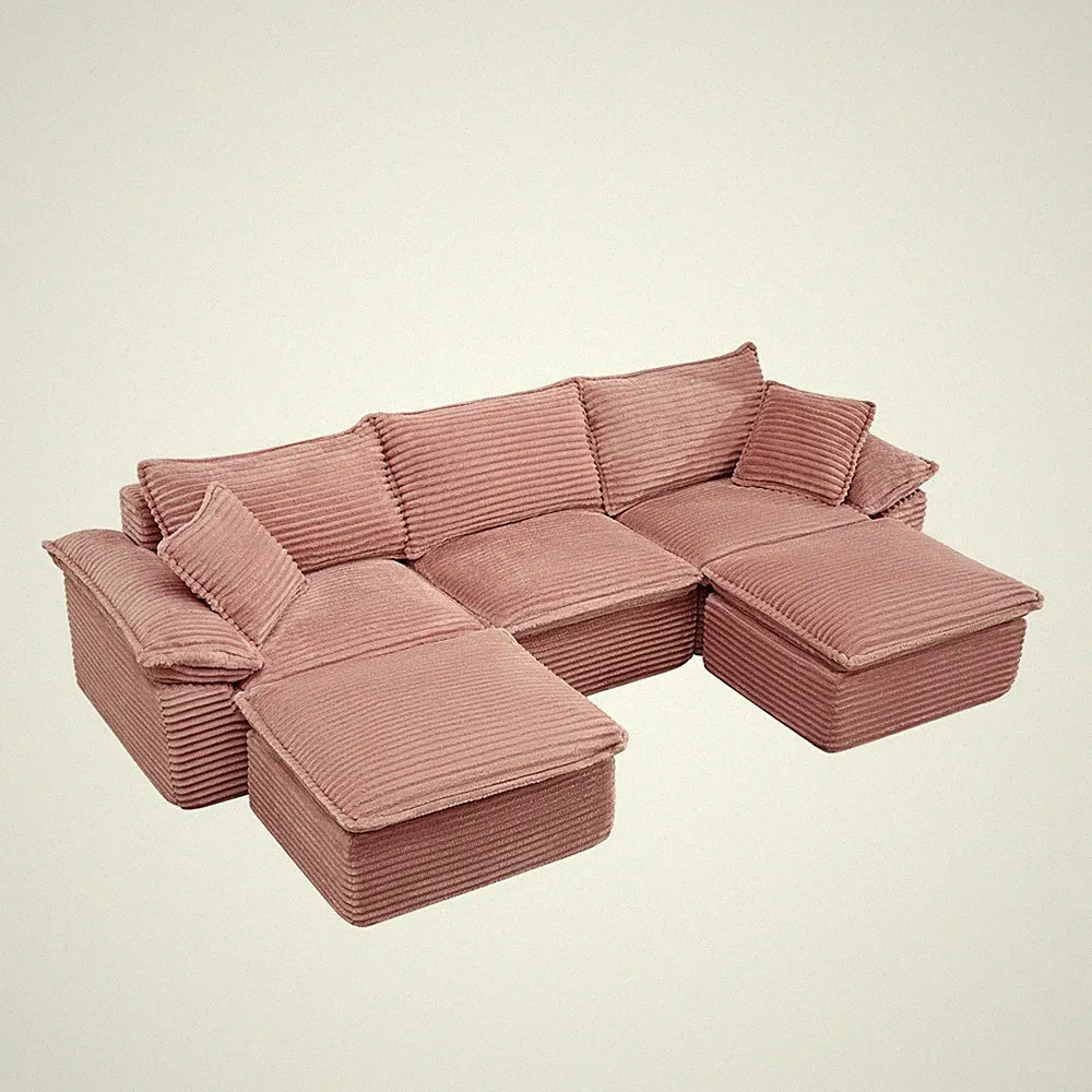 U-Shaped Sectional Modular Sofa Couch Deep Seat 5 Seater Sofa No Assembly Sofa